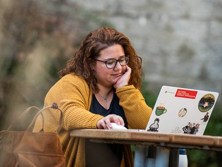 Student on computer