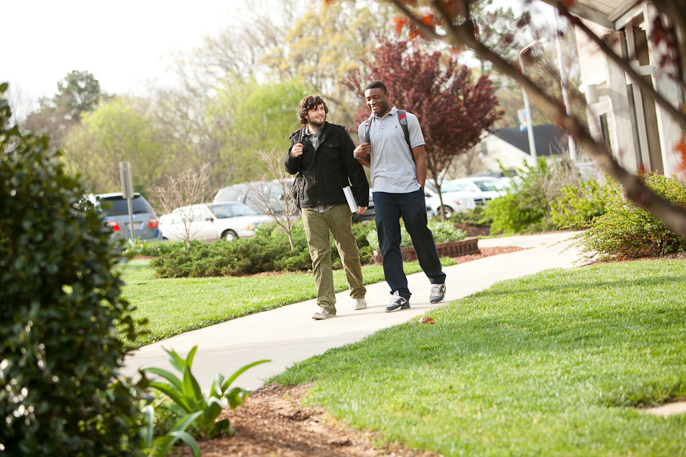 male students walking