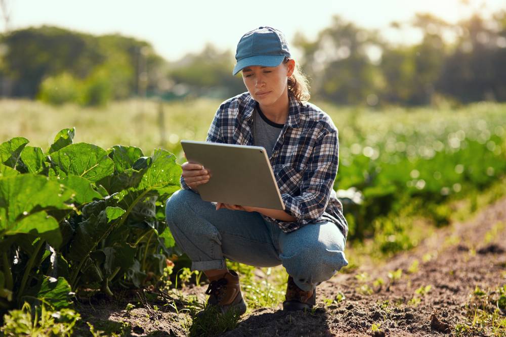 Agribusiness Technology Student in greenhouse