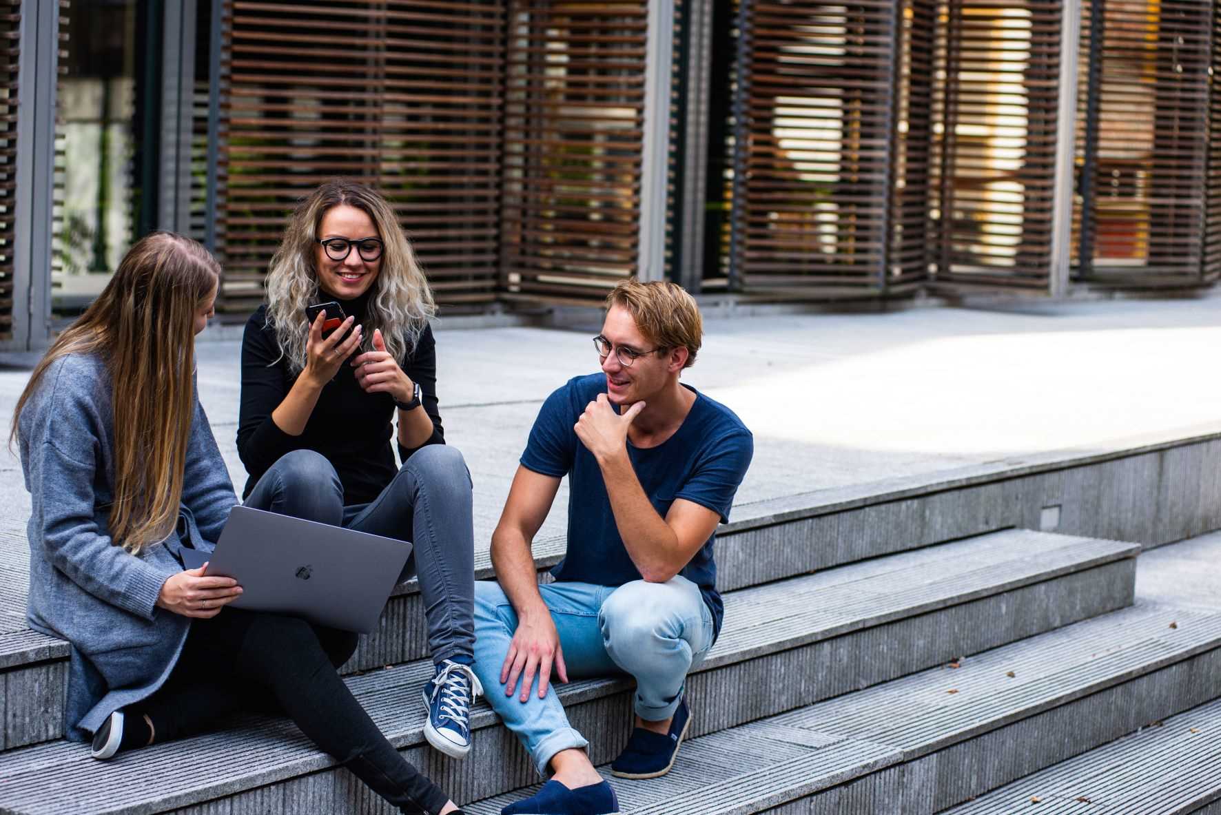 Students on steps